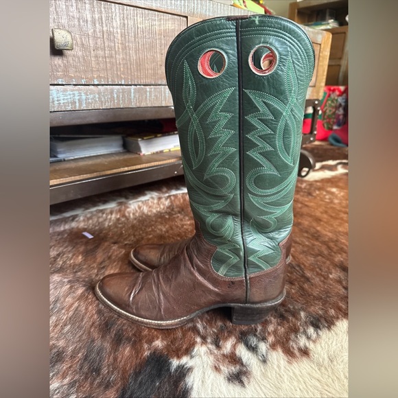 PAUL BROWN women’s ostrich leather green boots size W9? - Picture 2 of 7